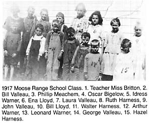 Moose Range School 1917 - from Pioneer Ways To Modern Days page 185